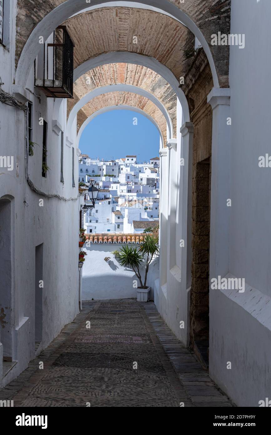 Arche des Nuns, Arco de las Monjas, à Juderia, quartier juif, Vejer de la Frontera, province de Cadix, Andalousie, Espagne Banque D'Images