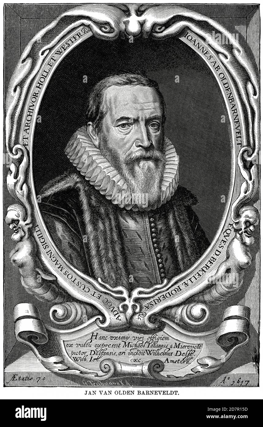 Jan Van Olden Barneveldt (Johan van Oldenbarnevelt), illustration, Ridpath's History of the World, Volume III, par John Clark Ridpath, LL. D., Merrill & Baker Publishers, New York, 1897 Banque D'Images