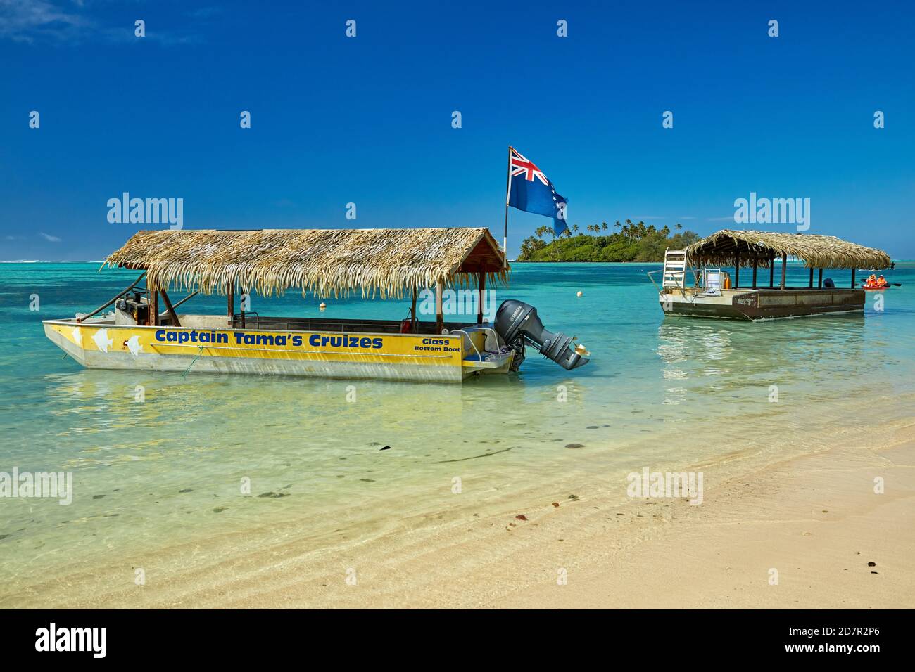 Bateaux de croisière Lagoon du capitaine Tama, lagon de Muri, Rarotonga, îles Cook, Pacifique Sud Banque D'Images