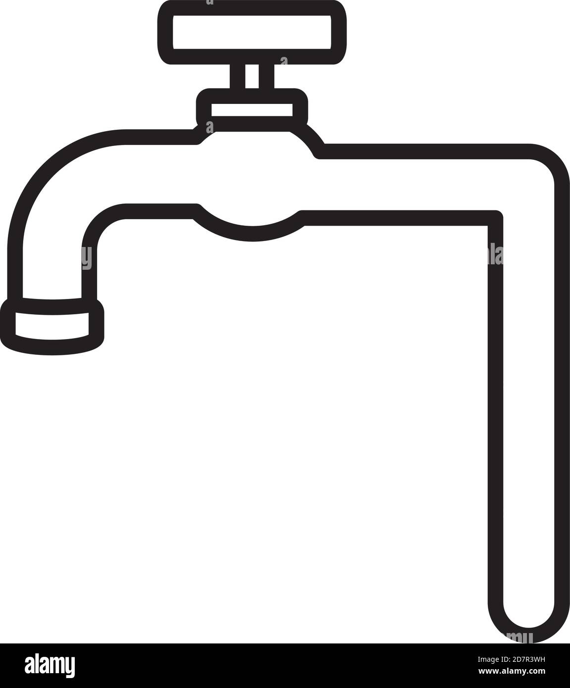 icône robinet d'eau sur fond blanc, style de ligne, illustration ...