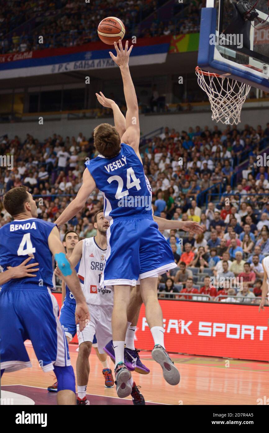 Jan Vesely - équipe nationale de basket-ball de la République tchèque. Tournoi OQT FIBA Belgrade 2016 Banque D'Images