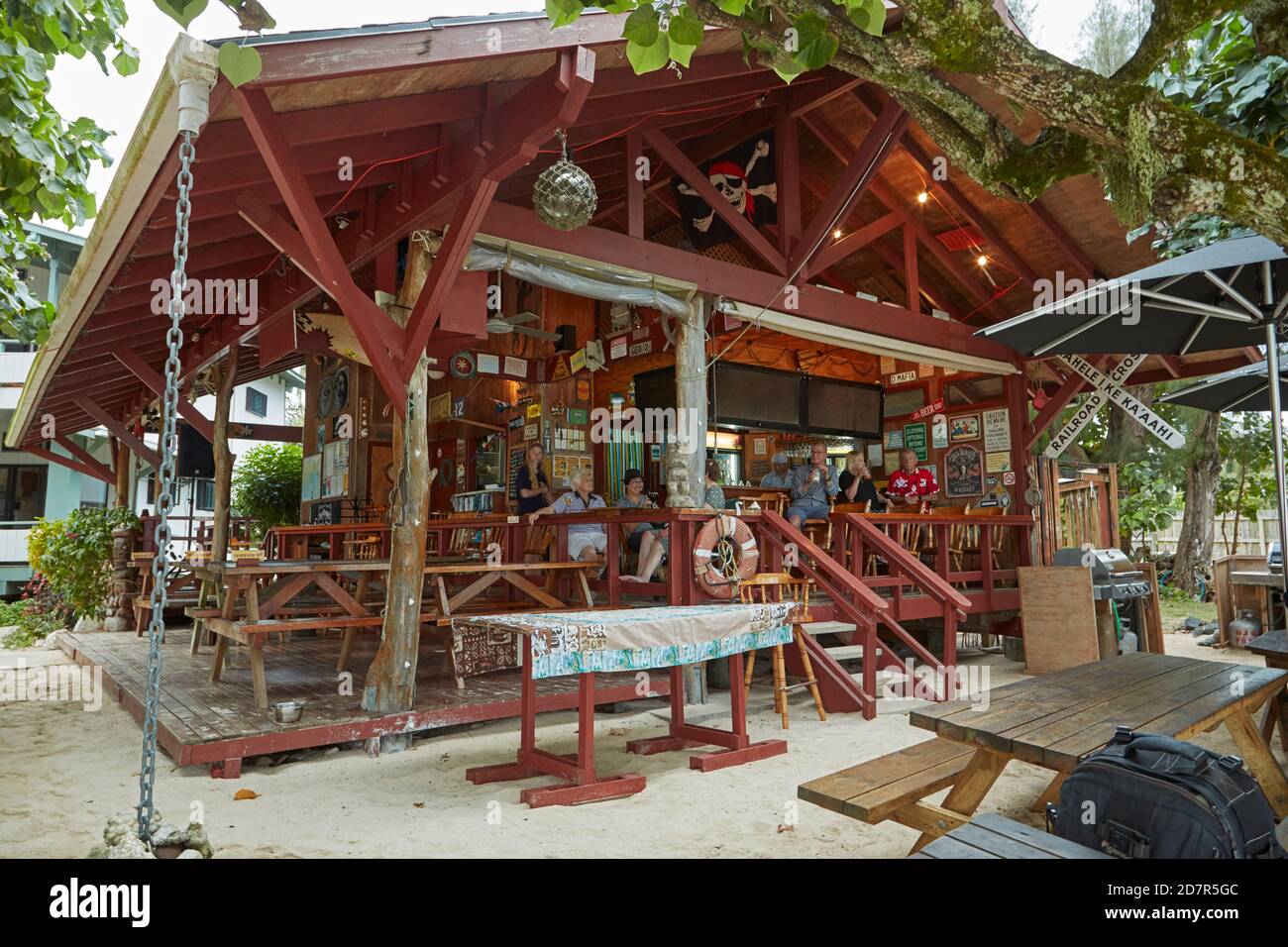 Shipwreck Bar at Aro'a Beachside Inn, Aorangi District, Rarotonga, Cook Islands, South Pacific Banque D'Images