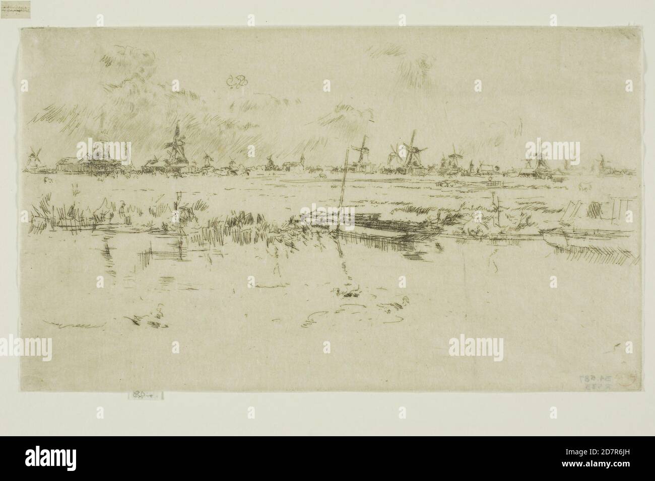 Zaandam - 1889 ; James McNeill Whistler ; américain ; 1834-1903 (gravure et point sec avec morsure à l'encre noire sur papier japonais ivoire) Banque D'Images