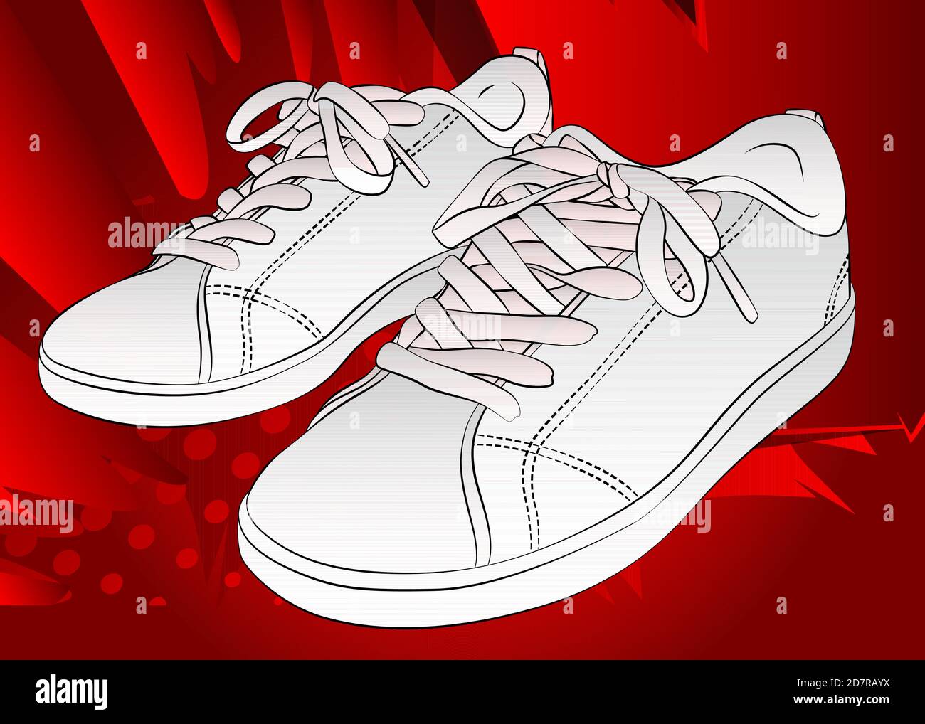 Une paire de Sneaker, chaussures de sport - style de bande dessinée, dessin  animé vectoriel illustration sur fond abstrait Image Vectorielle Stock -  Alamy