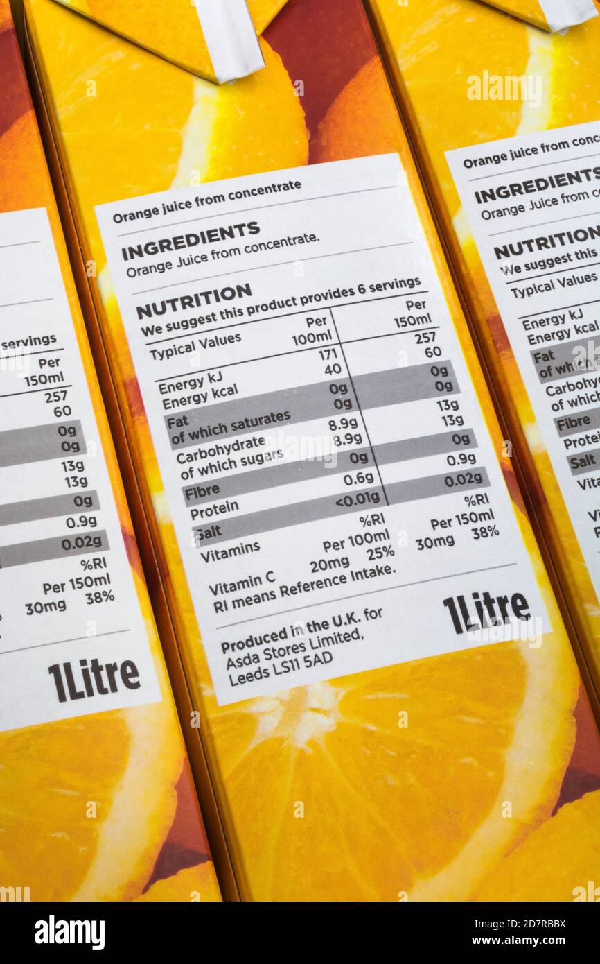 tiquette-nutritionnelle-oj-banque-de-photographies-et-d-images-haute