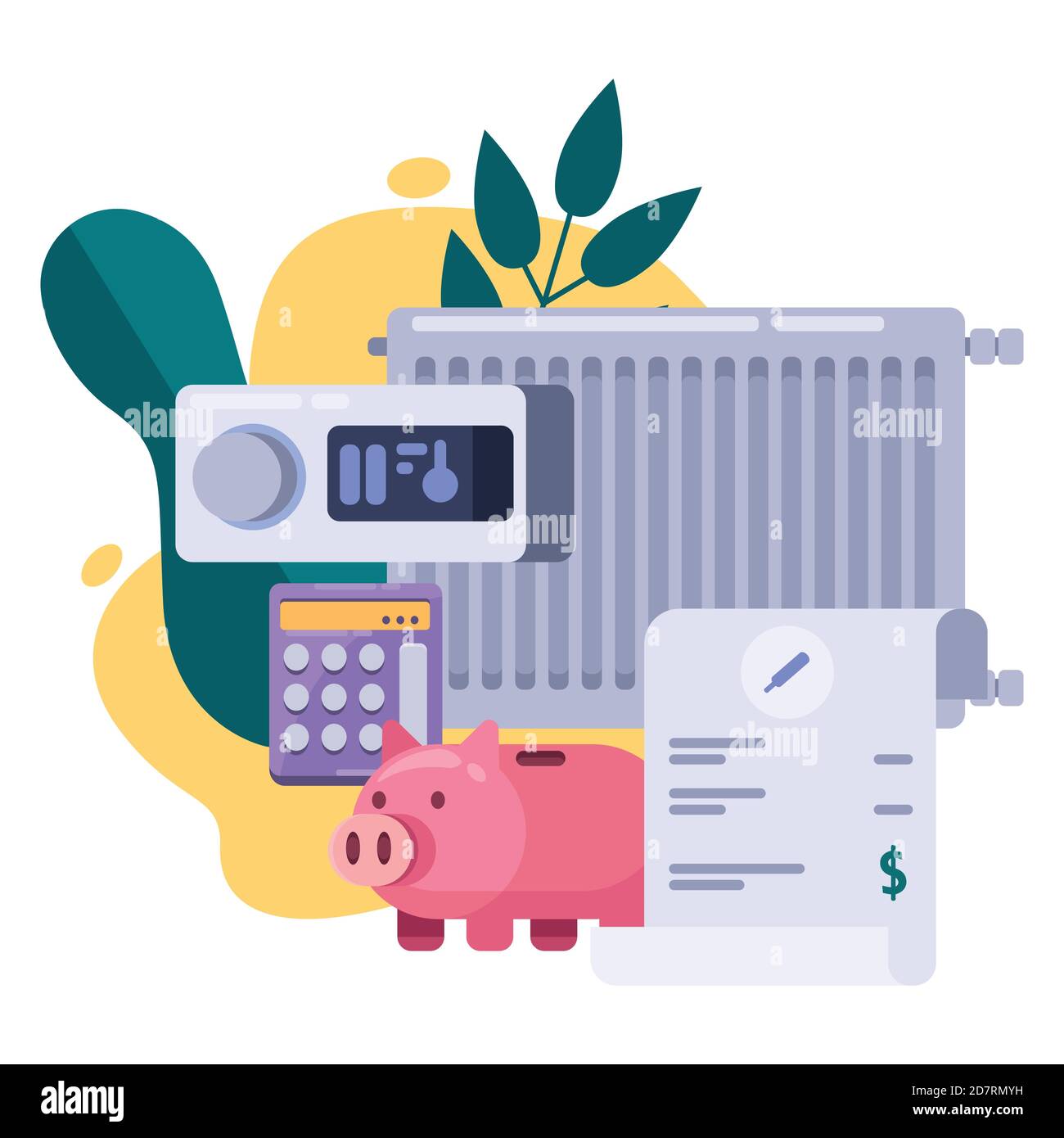 Concept de factures d'électricité et d'économies de ressources. Illustration vectorielle plate. Paiement de la facture d'essence. Illustration de Vecteur