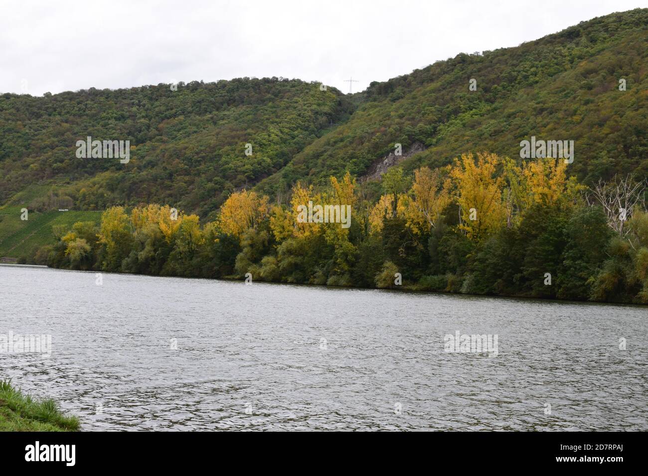 Île de Mosel à une écluse de rivière Banque D'Images