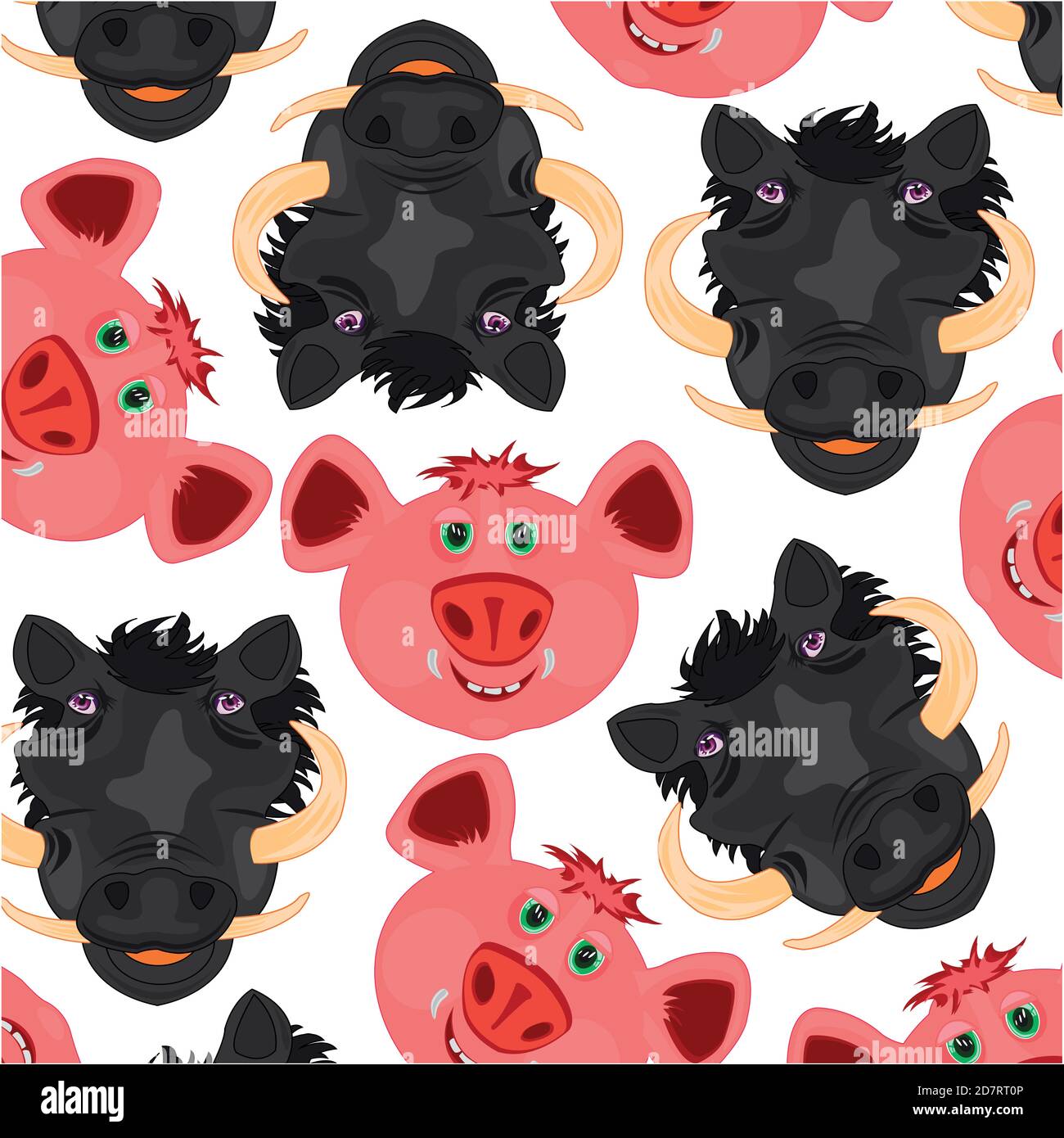 Mugs de sanglier et de porc motif décoratif Illustration de Vecteur