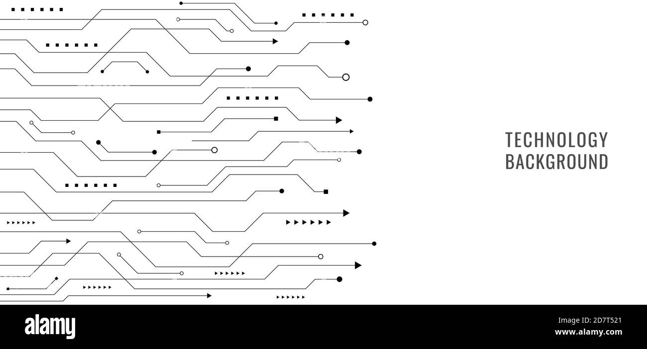 Carte de circuit imprimé de ligne noire sur fond blanc concept de technologie. Illustration vectorielle Illustration de Vecteur