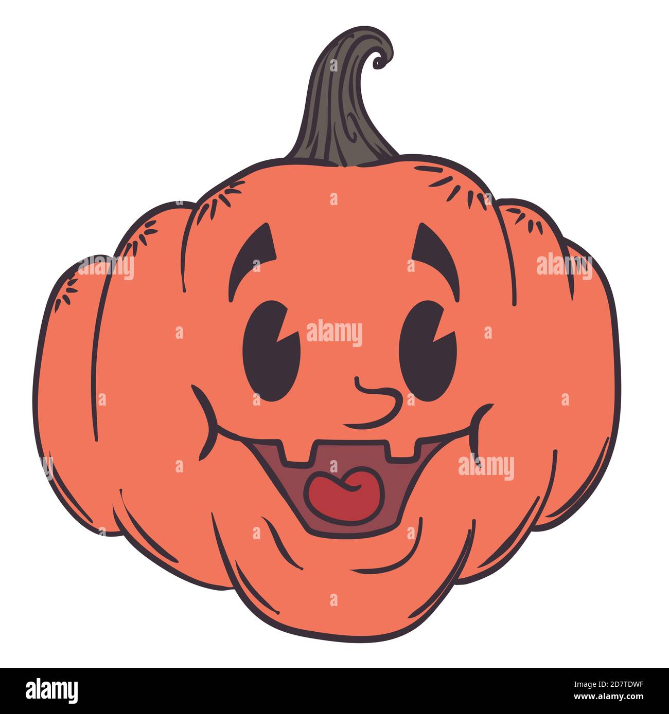 Citrouille de style vintage avec Happy face commémorant l'Halloween des temps anciens. Illustration de Vecteur