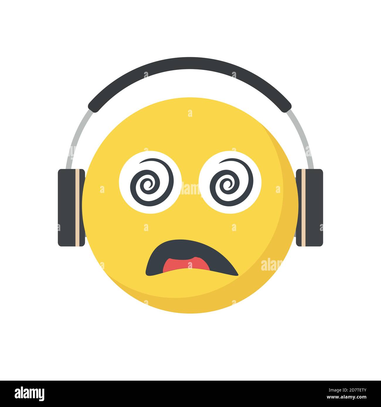 Emoji visage triste avec casque à grande oreille Illustration de Vecteur