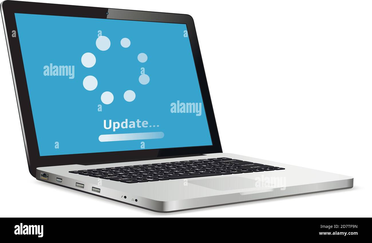 Concept de mise à jour du logiciel système. Processus de chargement sur l'écran de l'ordinateur portable Illustration de Vecteur