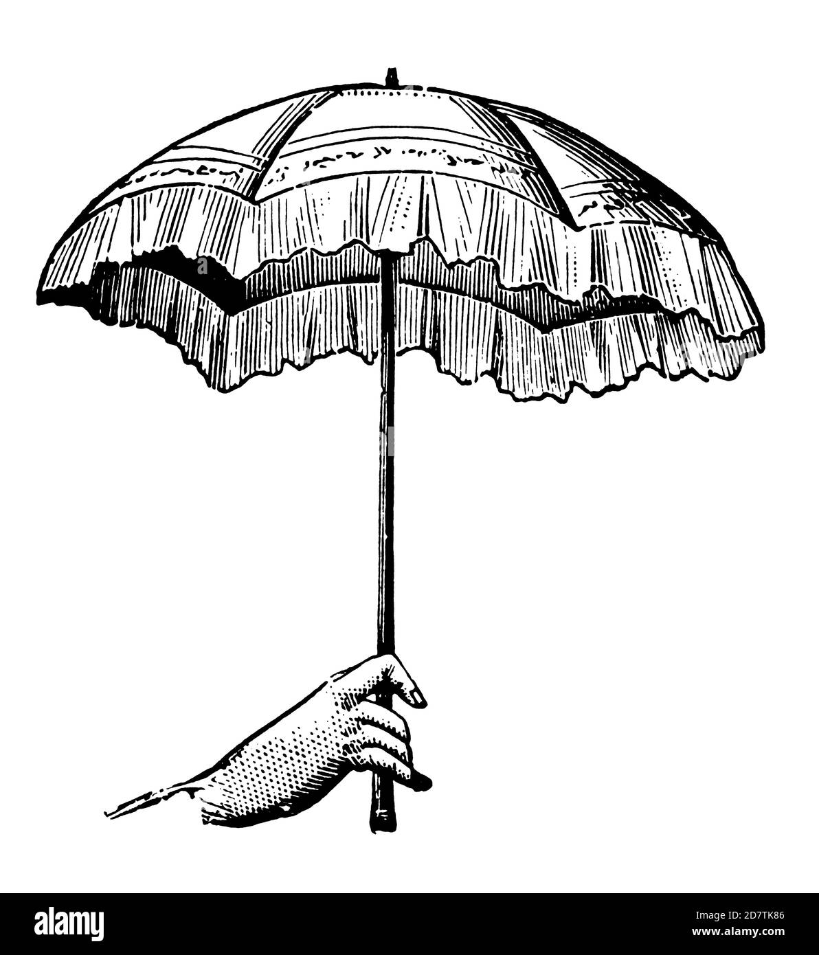 Illustration antique d'un parapluie (isolé sur blanc). Publié dans spécimens des divers caractères et vignettes typographiques de la fonderie par la Banque D'Images