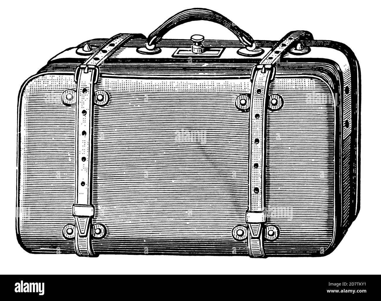 Vintage Travel Suitcase - Original Antique 19th Century Tourism Advertising Design illustrations noir et blanc d'accessoires de voyage et de sacs Banque D'Images