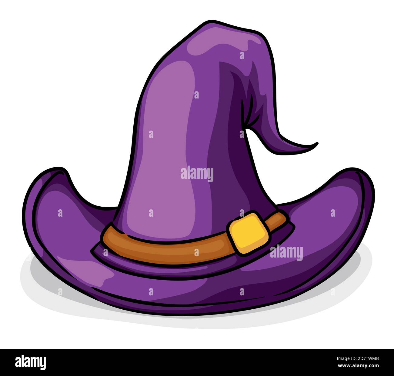 Chapeau de sorcière violet avec bande en cuir et boucle dorée en style  dessin animé et contour audacieux, isolé sur fond blanc Image Vectorielle  Stock - Alamy
