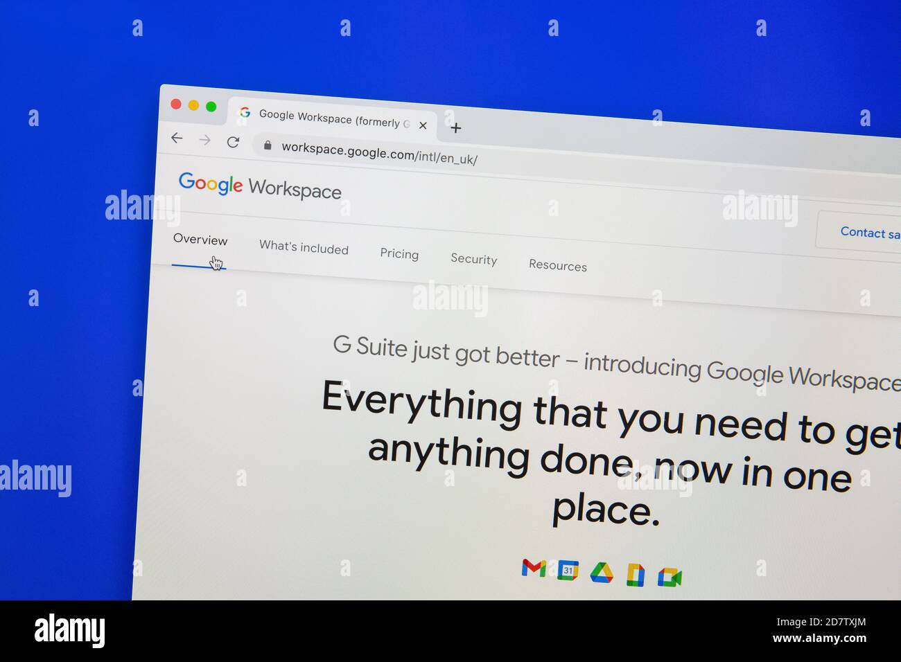 Ostersund, Suède - 25 octobre 2020 page d'accueil de Google Workspace. Google Workspace est un ensemble de services de cloud computing, de productivité et de collaboration pour Banque D'Images