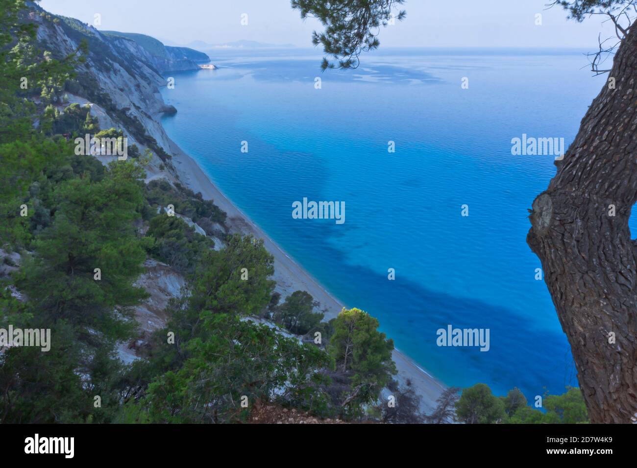 Île Lefkada, vue sur la plage d'Egremni, Grèce Banque D'Images