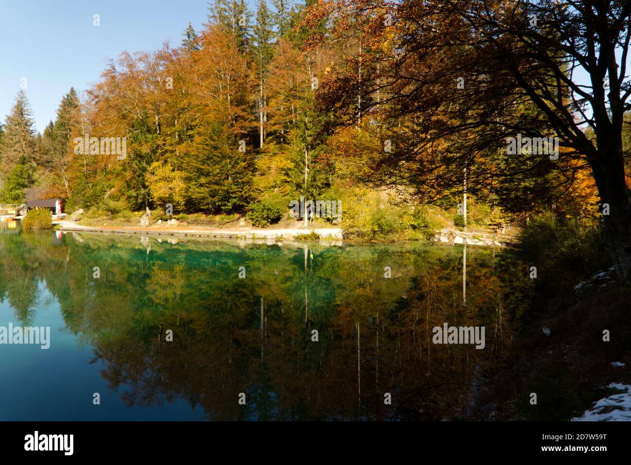 Automne dans le parc naturel des lacs Fusine, Italie Banque D'Images
