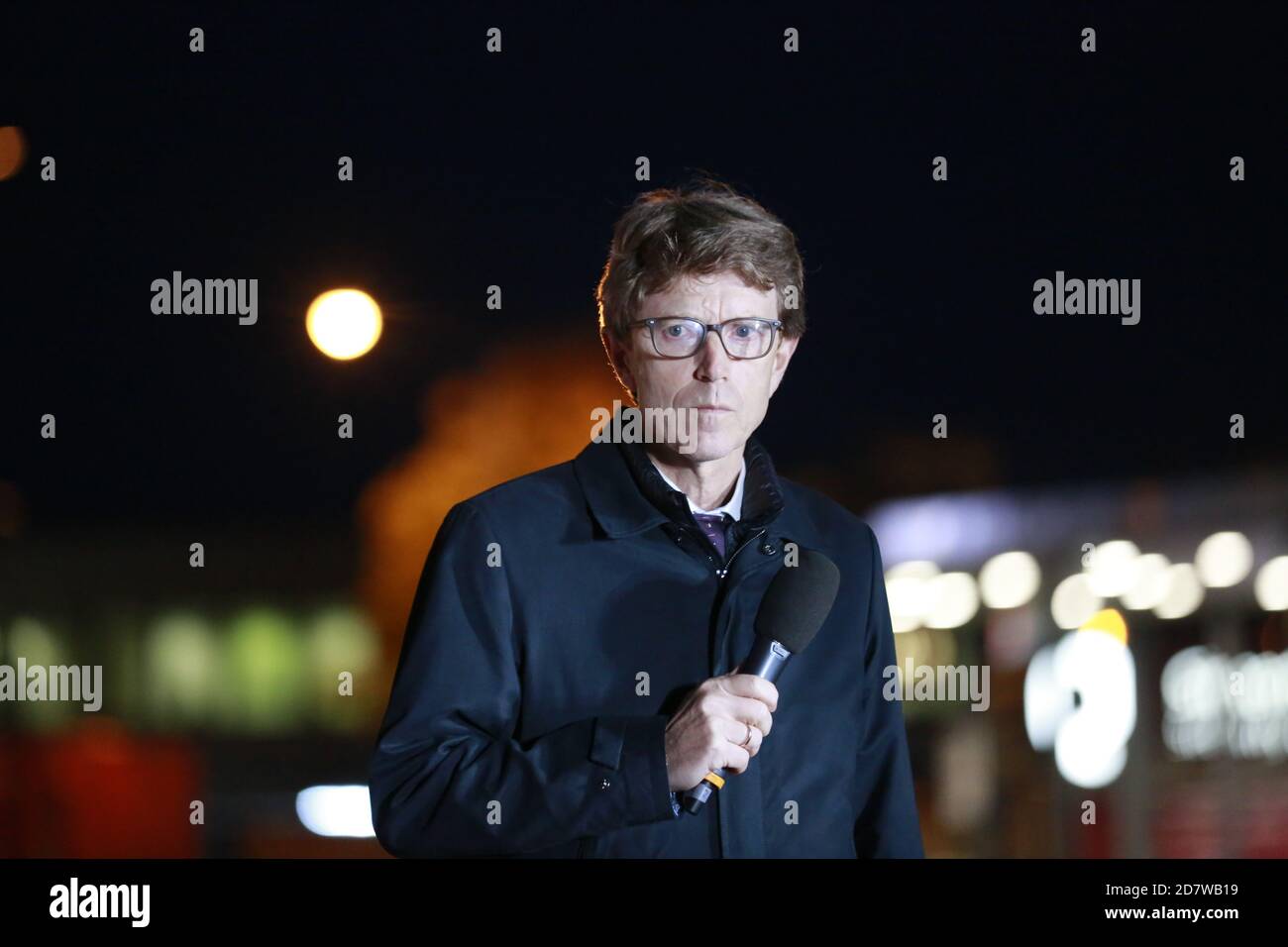 10/25/2020, Schönefeld, Allemagne, Engelbert Lütke Daldrup BER le PDG de l'aéroport de Schönefeld deviendra le terminal 5 de BER, en même temps que le code à trois lettres 'SXF' de l'aéroport de Schönefeld sera remplacé par le code 'BER' dans les systèmes de réservation de vols à ce jour. Banque D'Images