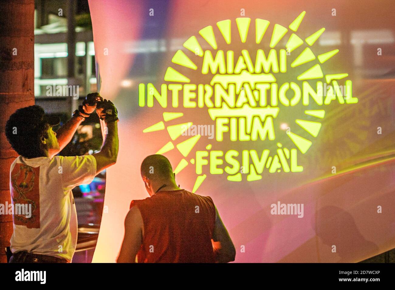 Miami Florida, logo du Festival international du film, bannière annuelle Banque D'Images