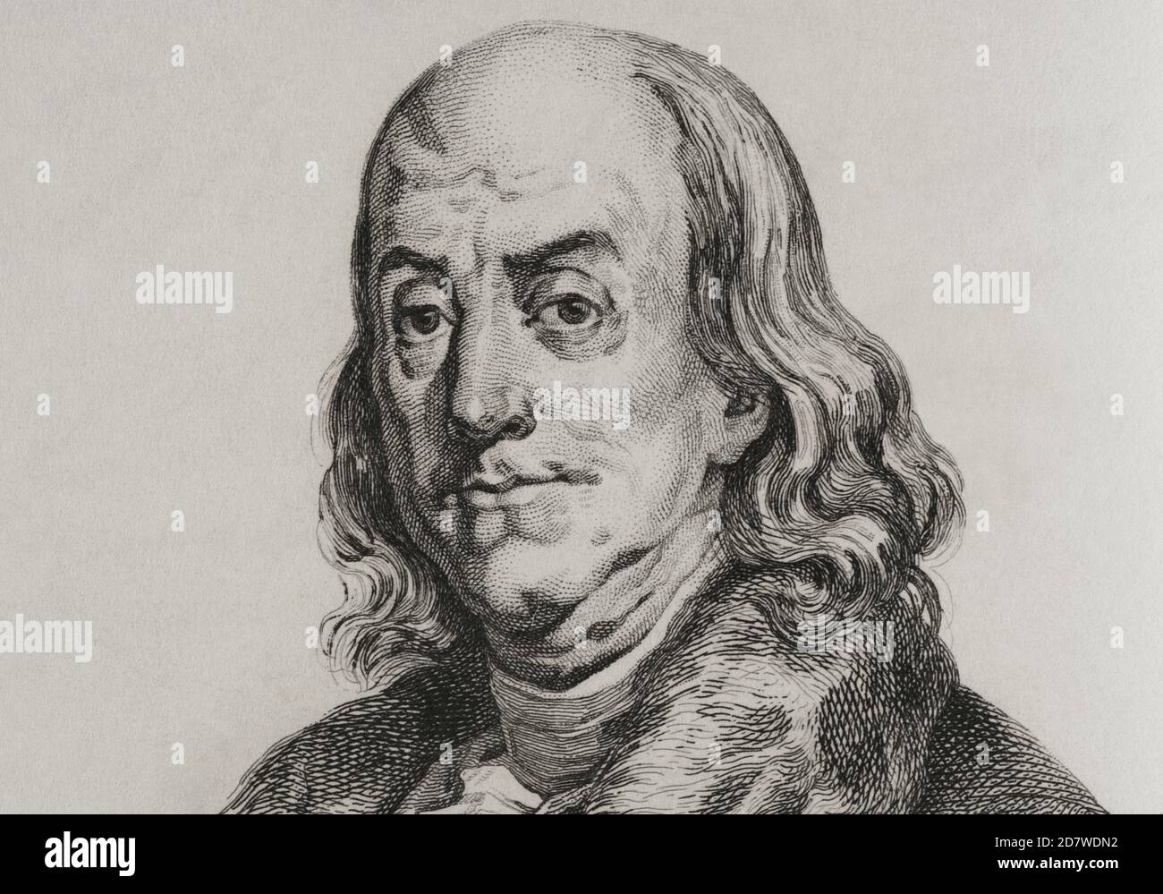 Benjamin Franklin (1706-1790) scientifique, inventeur et politicien américain. En 1776, il écrit, avec Jefferson et John Adams, la Déclaration d'indépendance des États-Unis d'Amérique. Gravure par Lemaitre. Panorama universel. Histoire des Etats-Unis d'Amérique, de la 1ère édition de Jean B.G. Les États-Unis d'Amérique du Roux de Rochelle en 1837. Édition espagnole, imprimée à Barcelone, 1850. Banque D'Images Benjamin Franklin (1706-1790) scientifique, inventeur et politicien américain. En 1776, il écrit, avec Jefferson et John Adams, la Déclaration d'indépendance des États-Unis d'Amérique. Gravure par Lemaitre. Panorama universel. Histoire des Etats-Unis d'Amérique, de la 1ère édition de Jean B.G. Les États-Unis d'Amérique du Roux de Rochelle en 1837. Édition espagnole, imprimée à Barcelone, 1850. Banque D'Images