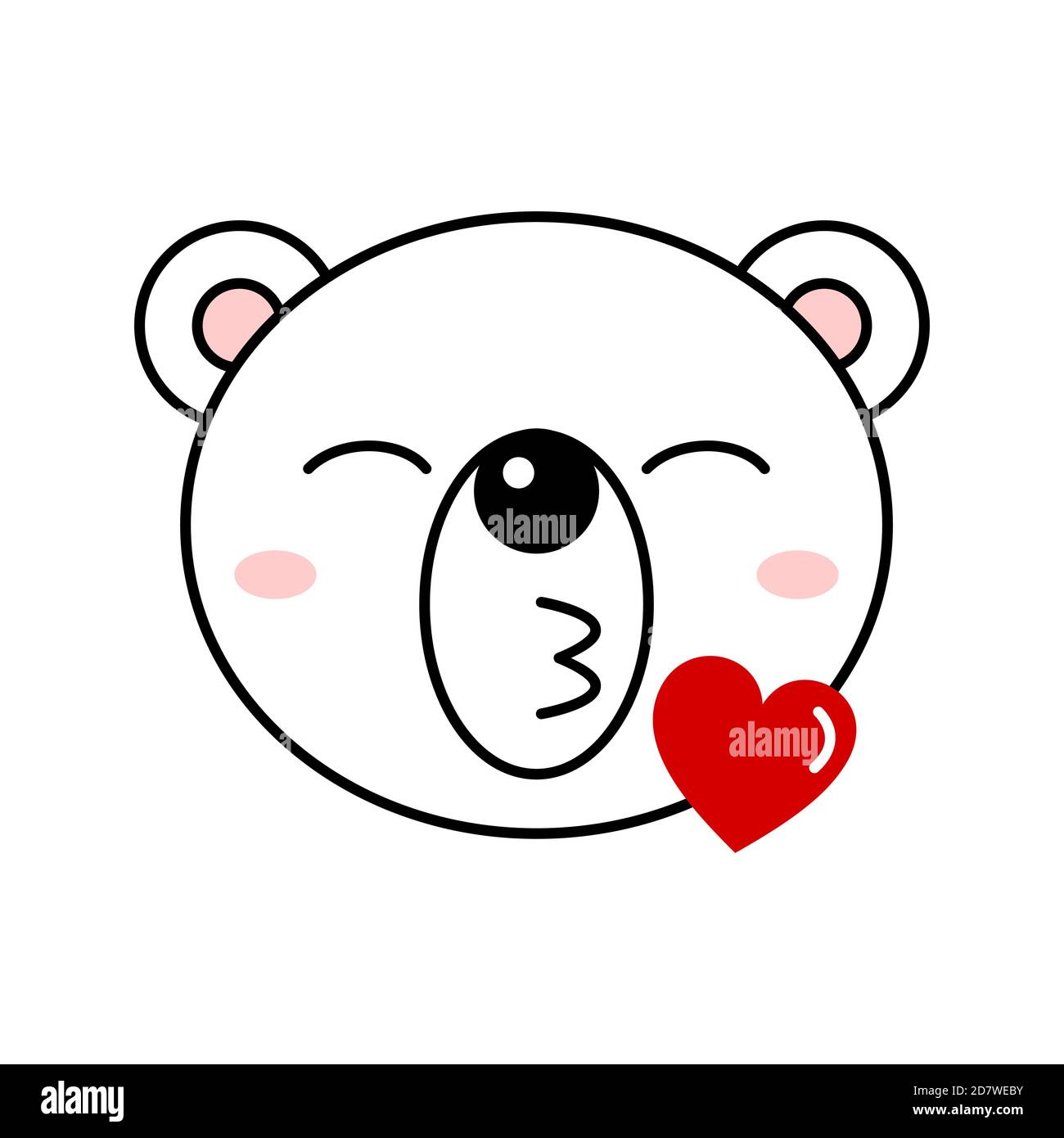 Ours polaire baiser emoji. Adorable ours polaire envoyant des baisers  émoticônes. Joli personnage animal coup baiser avec coeur. Ours blanc drôle  amoureux. Dessin vectoriel Image Vectorielle Stock - Alamy