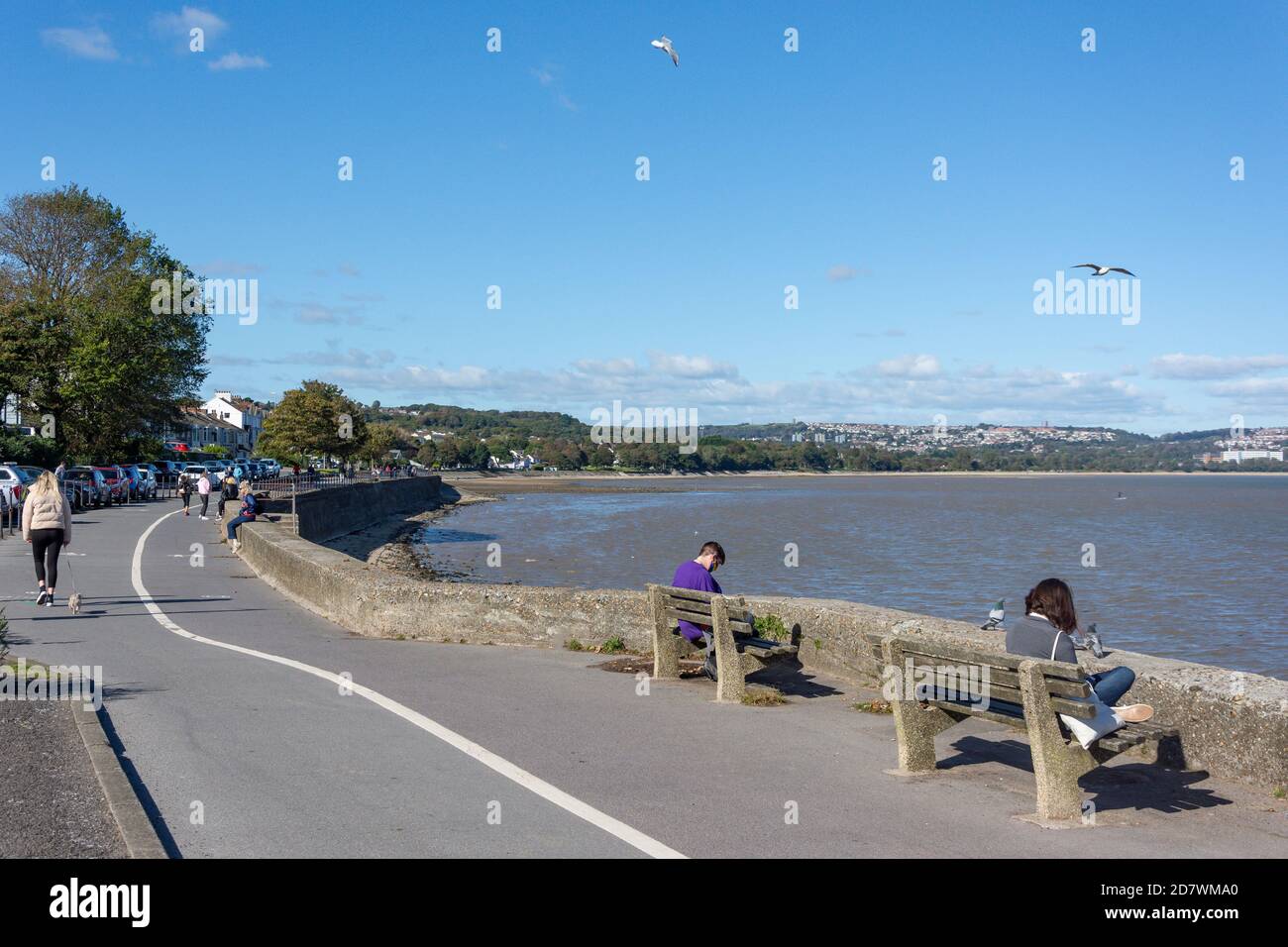 Promenade de plage, les Mumbles, Swansea (Abertawe), ville et comté de Swansea, pays de Galles, Royaume-Uni Banque D'Images