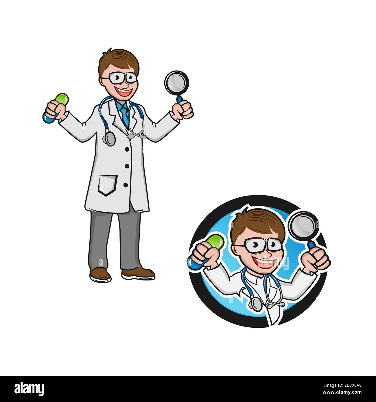 Vector icône médical médecin. Doctor with stethoscope. Illustration dans un Medic style. Illustration de Vecteur