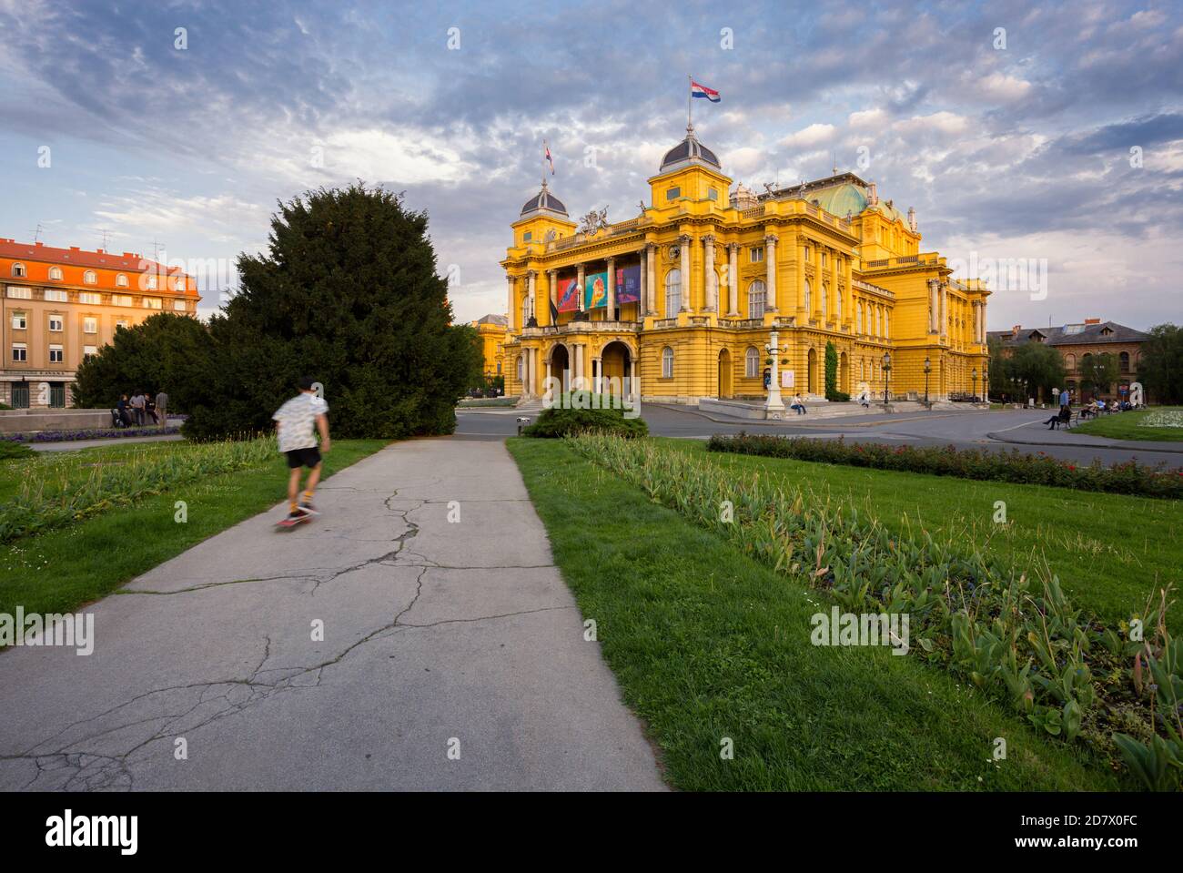 Théâtre national croate de la ville de Zagreb, Croatie Banque D'Images