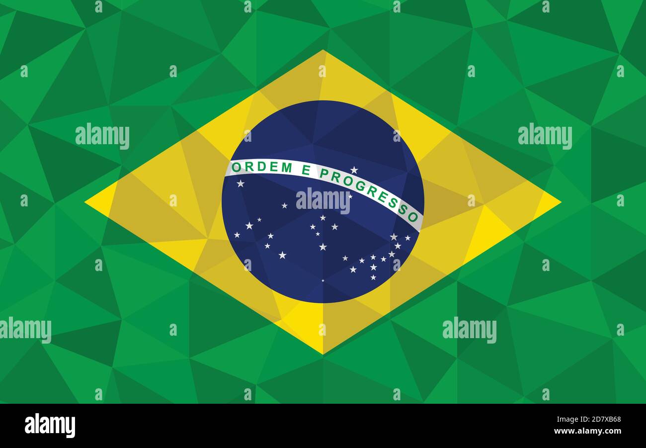 Illustration du vecteur d'alarme bas poly Brésil. Motif drapeau brésilien triangulaire. Le drapeau du Brésil est un symbole d'indépendance. Illustration de Vecteur