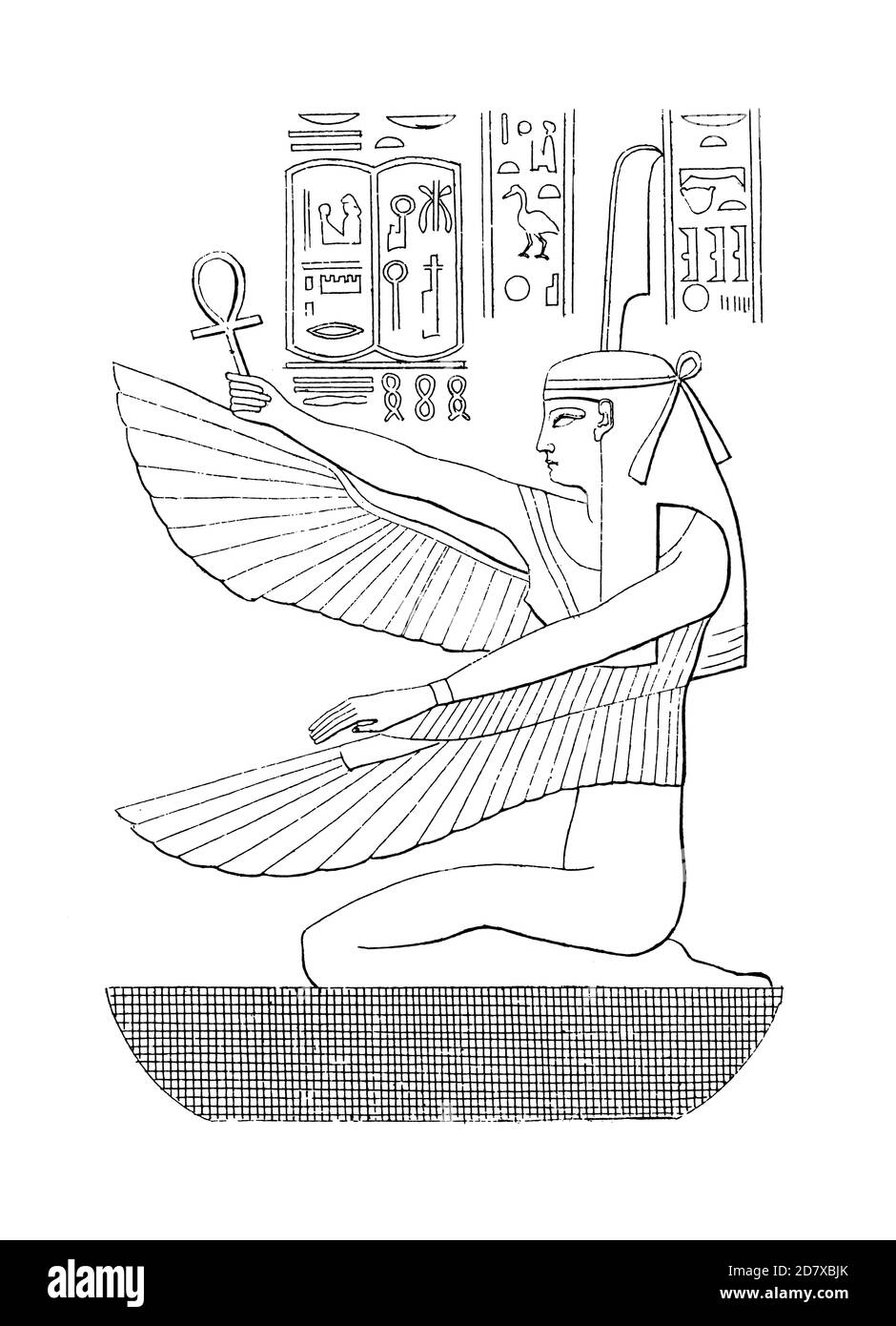 Gravure du XIXe siècle représentant le relief dans le tombeau égyptien. Illustration publiée dans Systematischer Bilder Atlas - Bauwesen, Ikonographische Encyklopae Banque D'Images