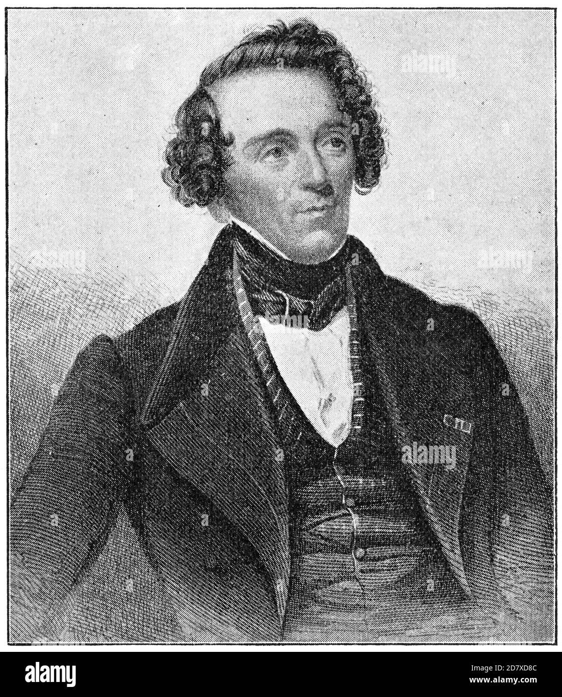 Portrait de Giacomo Meyerbeer - un compositeur d'opéra allemand. Illustration du 19e siècle. Arrière-plan blanc. Banque D'Images
