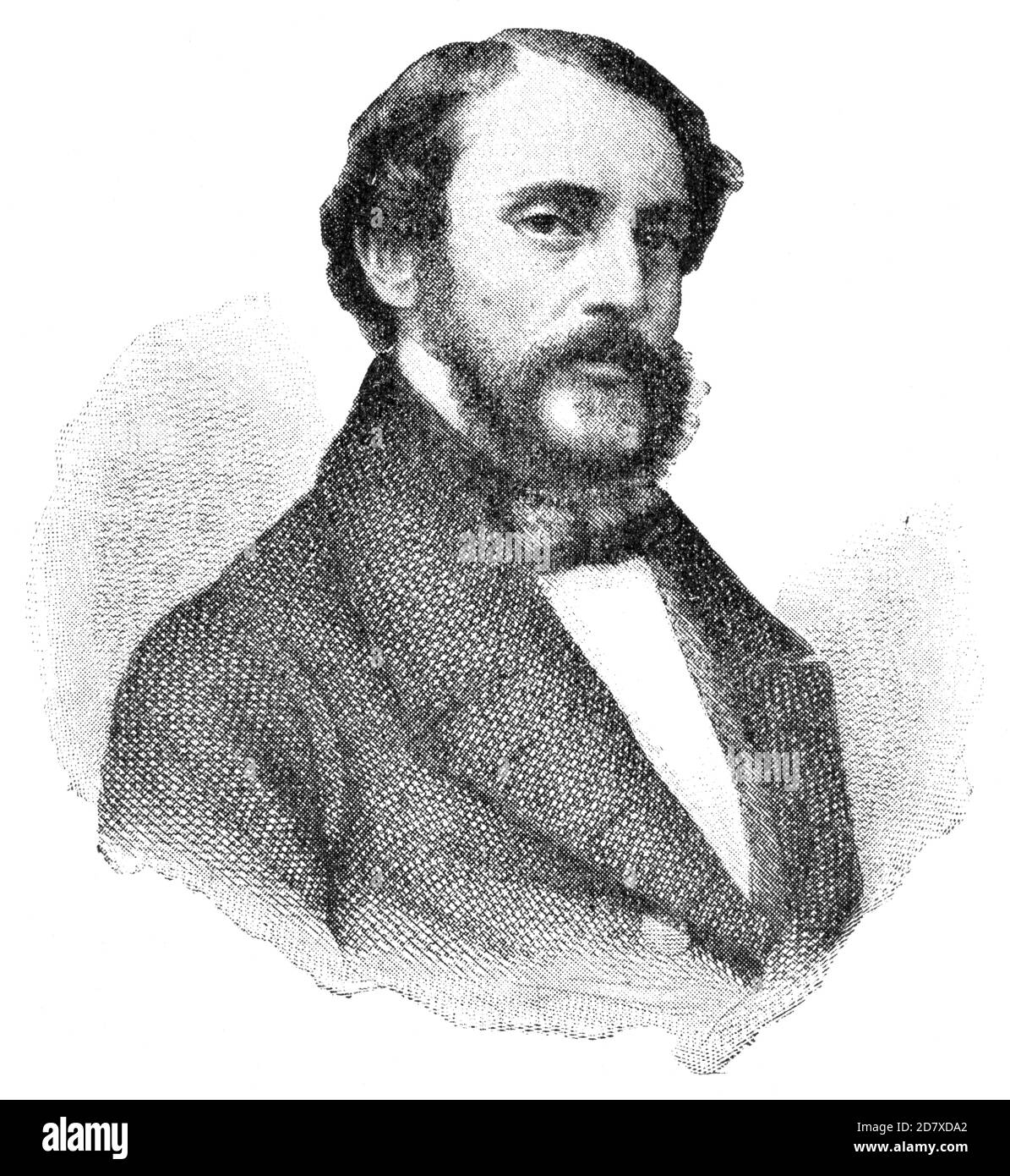 Portrait de Franz von Dingelstedt - poète, dramaturge et administrateur de théâtre allemand. Illustration du 19e siècle. Arrière-plan blanc. Banque D'Images