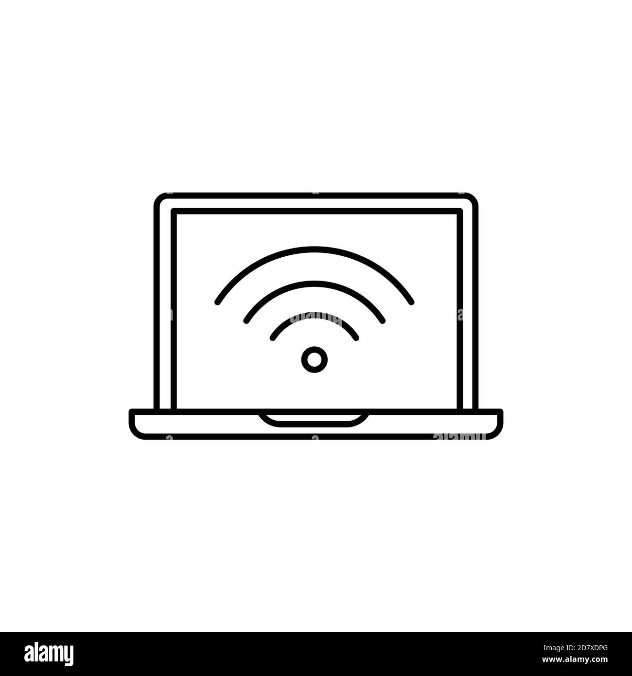 technologie wi-fi sur le réseau internet de l'ordinateur portable une icône isolée avec style de ligne ou de contour Illustration de Vecteur