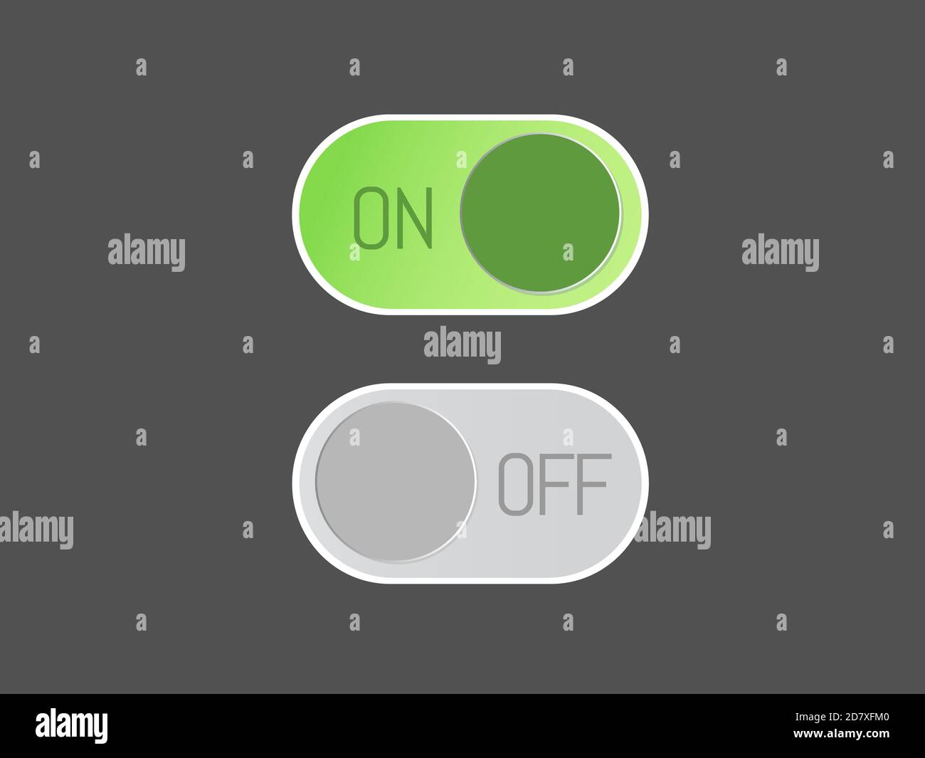 L'icône de vecteur plat active et désactive l'interrupteur à bascule moderne bouton Illustration de Vecteur
