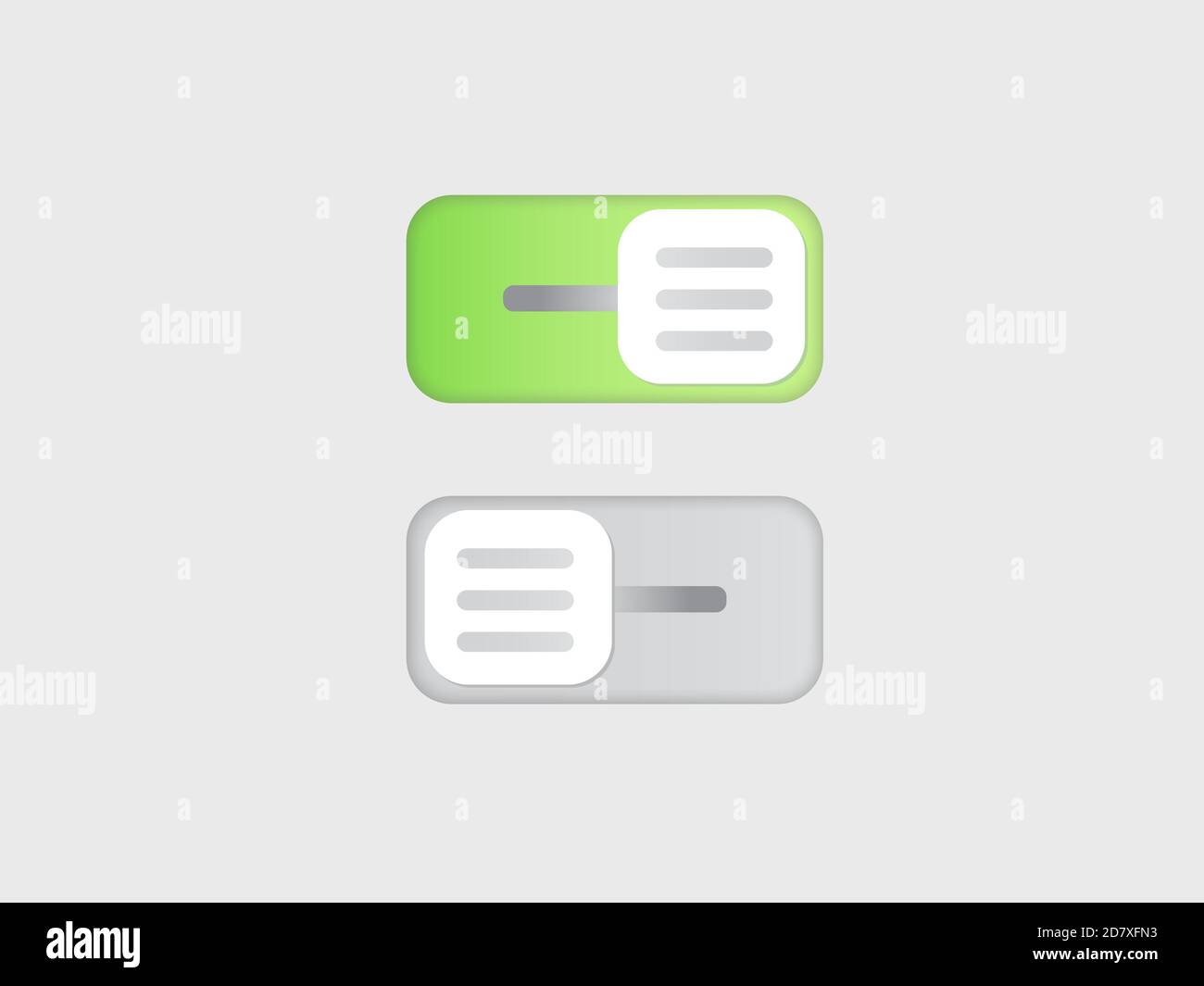 L'icône de vecteur plat active et désactive l'interrupteur à bascule moderne bouton Illustration de Vecteur