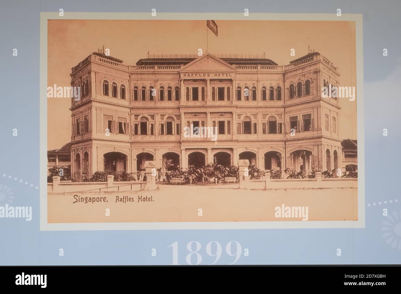 Vue de la fin du XIXe siècle sur l'emblématique hôtel Raffles À Singapour Banque D'Images