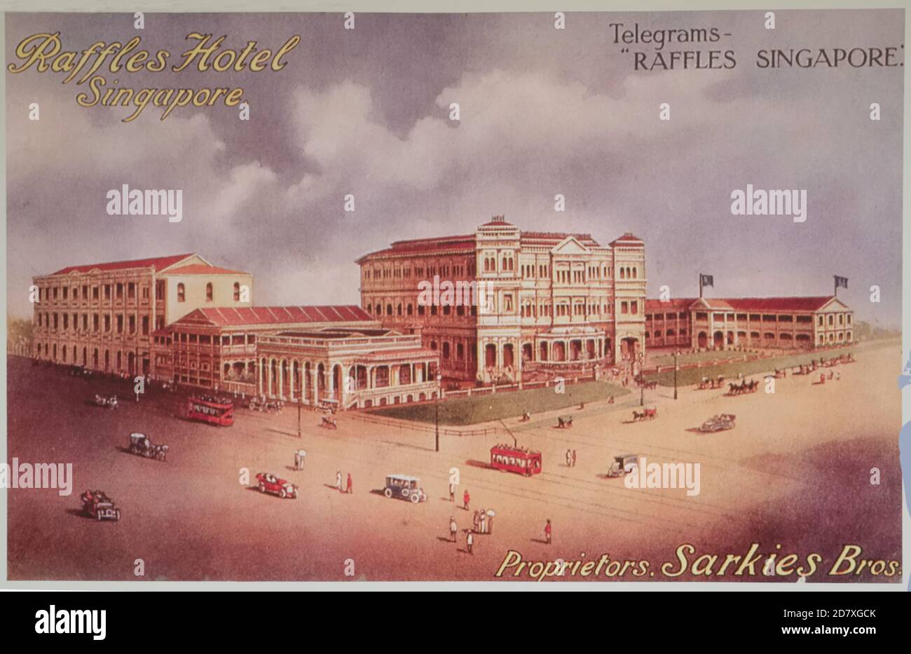 Vue de la fin du XIXe siècle sur l'emblématique hôtel Raffles À Singapour Banque D'Images