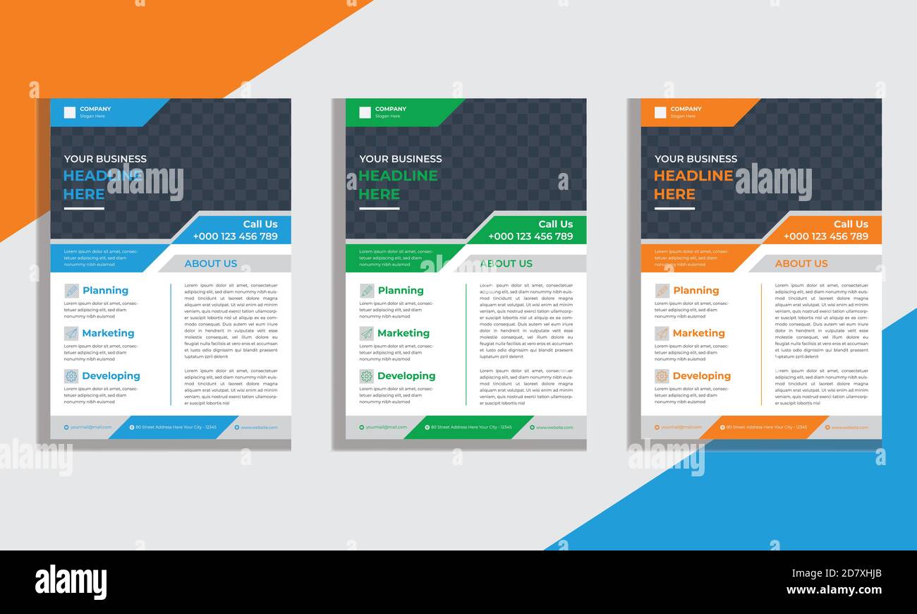 Business Flyer Design Template, Corporate et Creative Flyer au format A4. Illustration de Vecteur