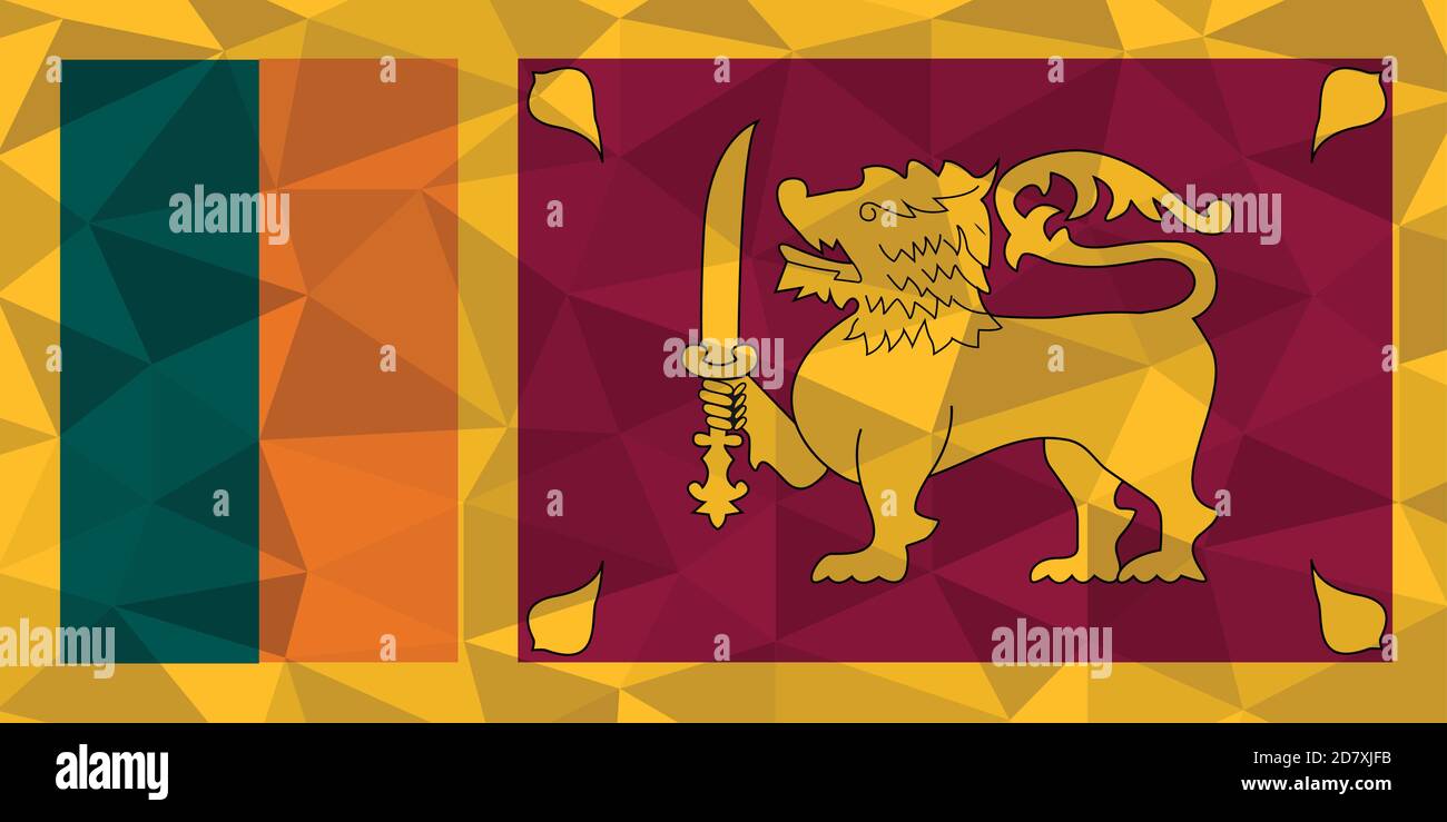 Illustration du vecteur de drapeau de taille réelle bas poly Sri Lanka. Le drapeau sri-lankais est un symbole d'indépendance. Illustration de Vecteur