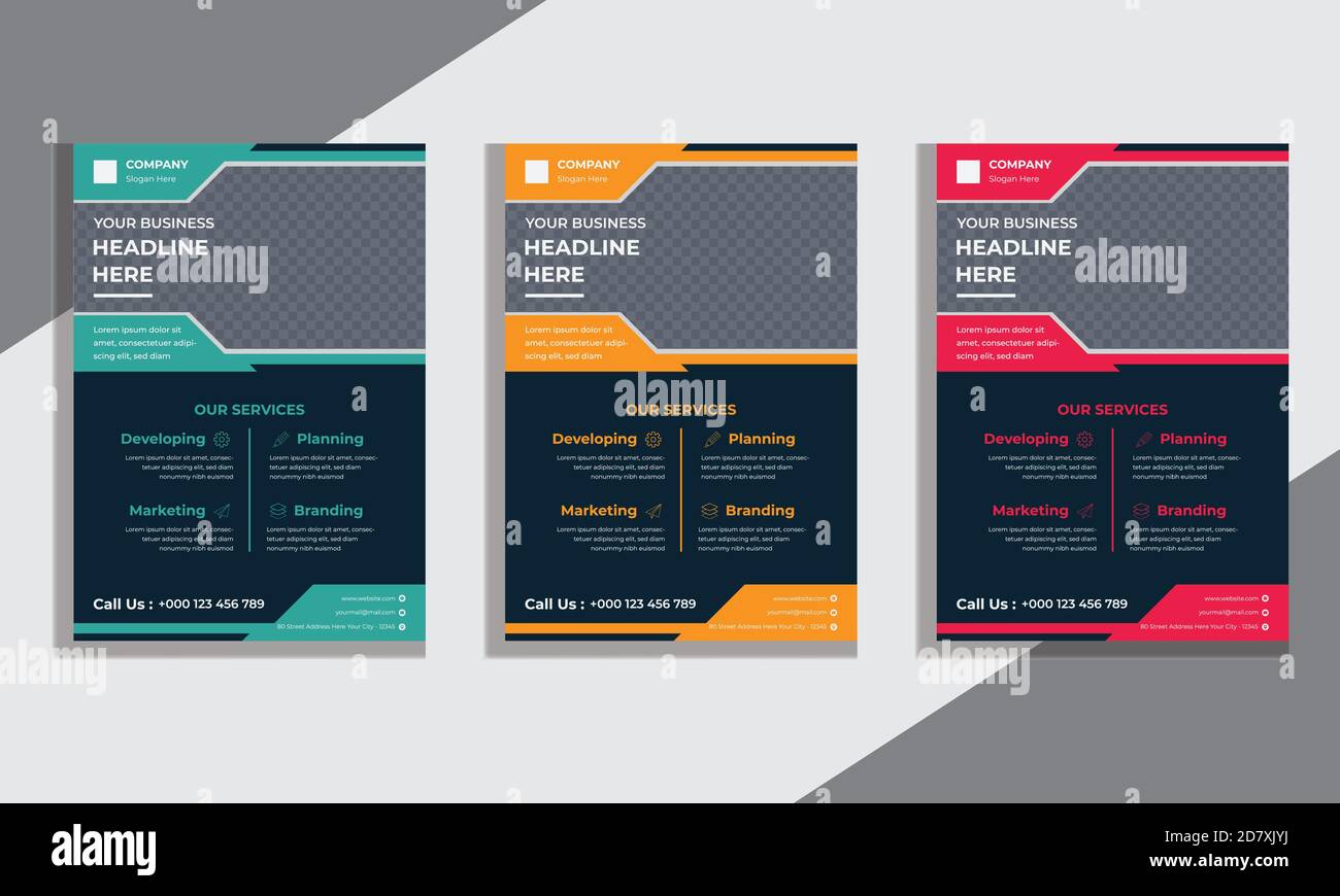 Business Flyer Design Template, Corporate et Creative Flyer au format A4. Illustration de Vecteur