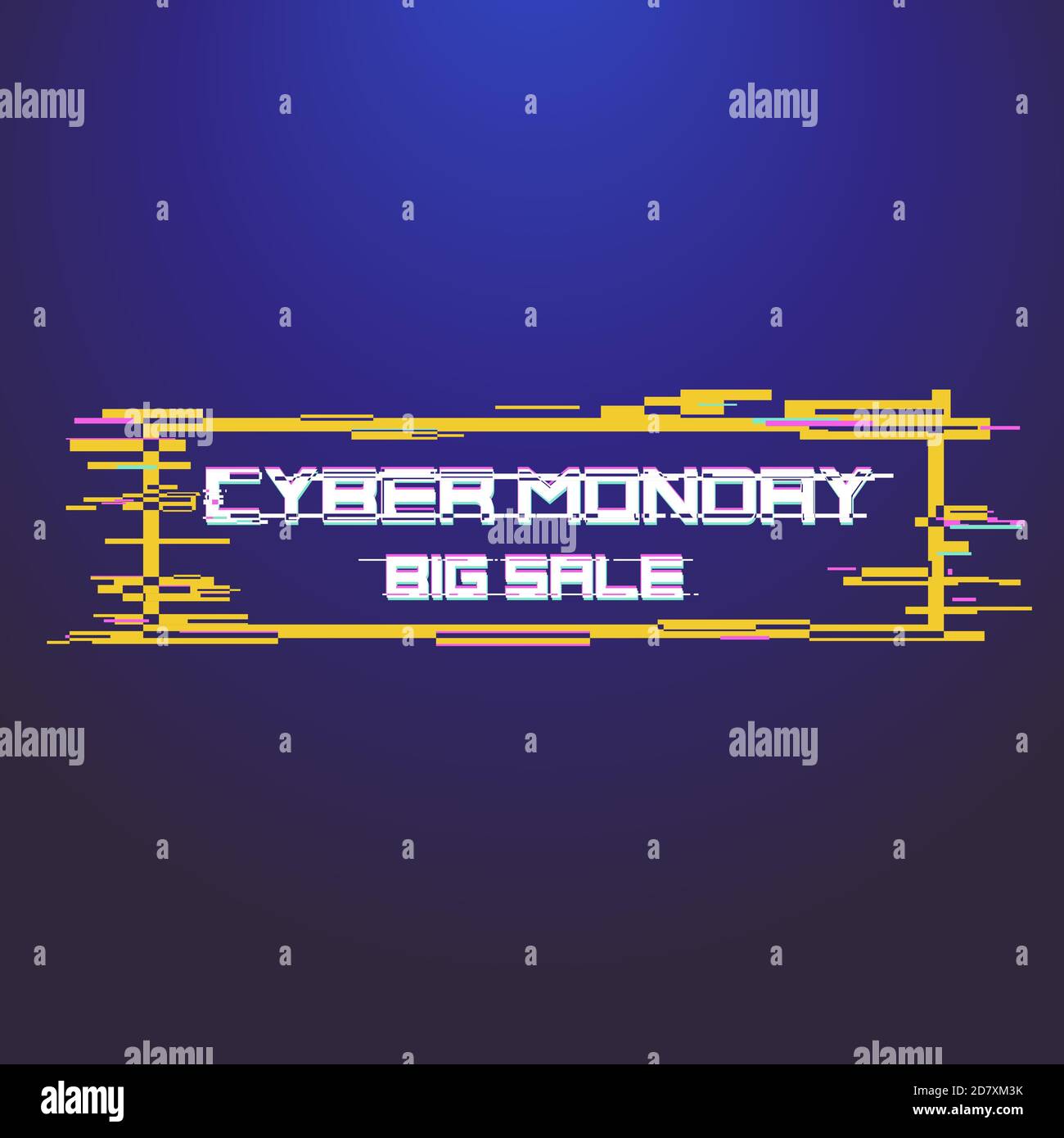 Cyber Monday, achat en ligne et concept de marketing. Bannière pour la vente de cyber lundi avec effets de glitch. Illustration vectorielle. Illustration de Vecteur