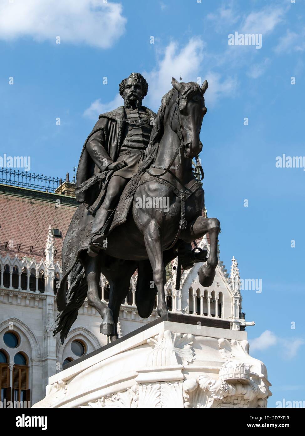 BUDAPEST, HONGRIE - 16 JUILLET 2019 : statue équestre du Comte Gyula Andrassy de Gyorgy Zala Banque D'Images