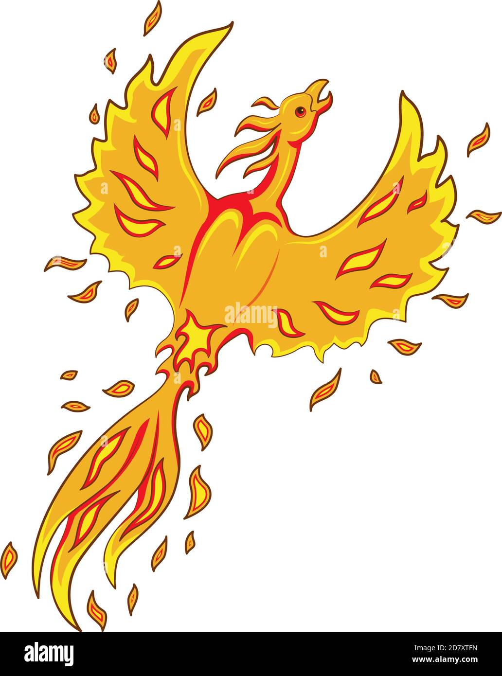 Phoenix volant. Style de dessin animé. Illustration de Vecteur
