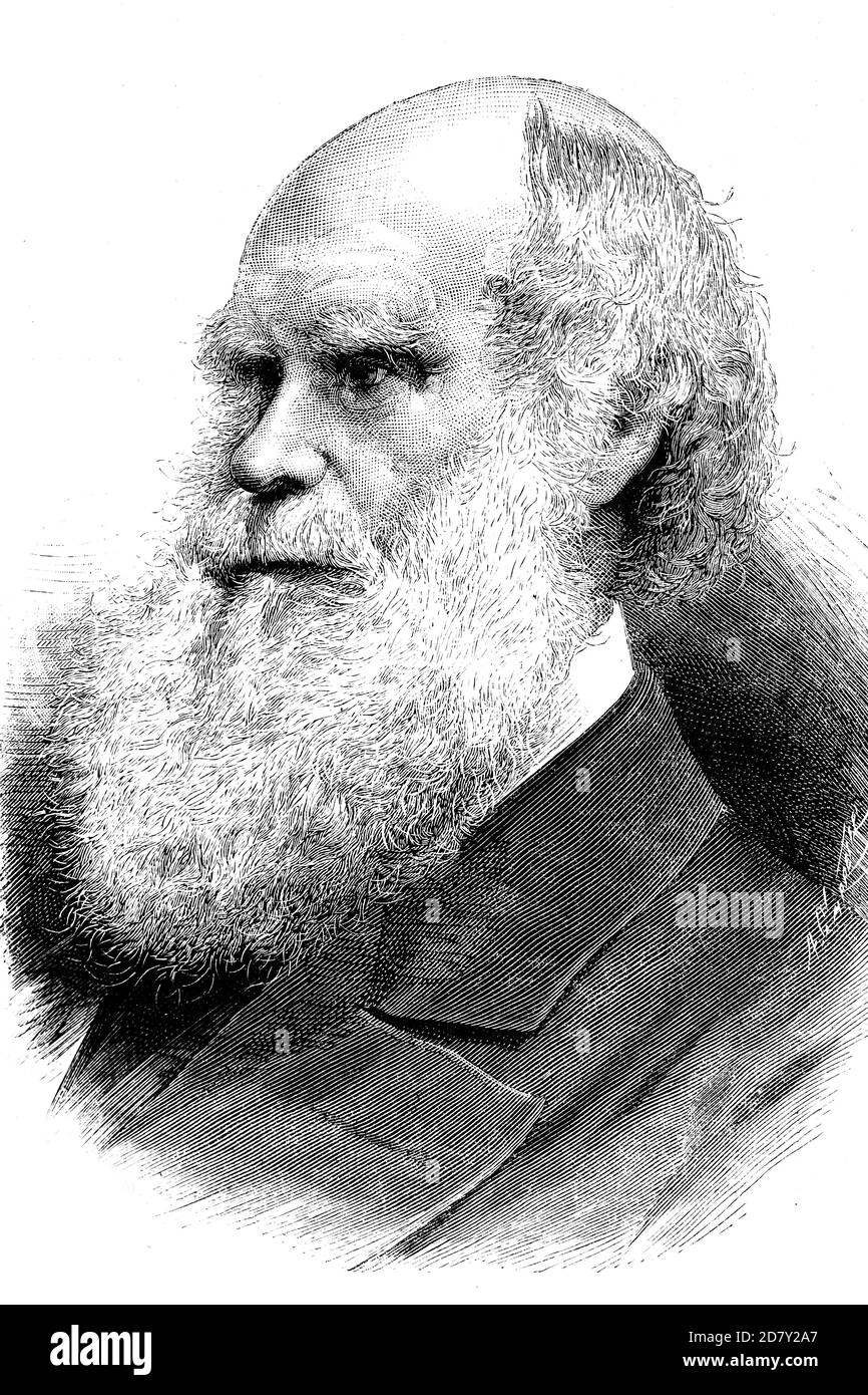 Charles Robert Darwin, naturaliste anglais, géologue et biologiste. 1809-1882. Illustration ancienne. 1882. Banque D'Images