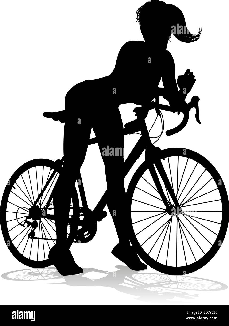 Cycliste Vélo femme Vélo Silhouette Illustration de Vecteur