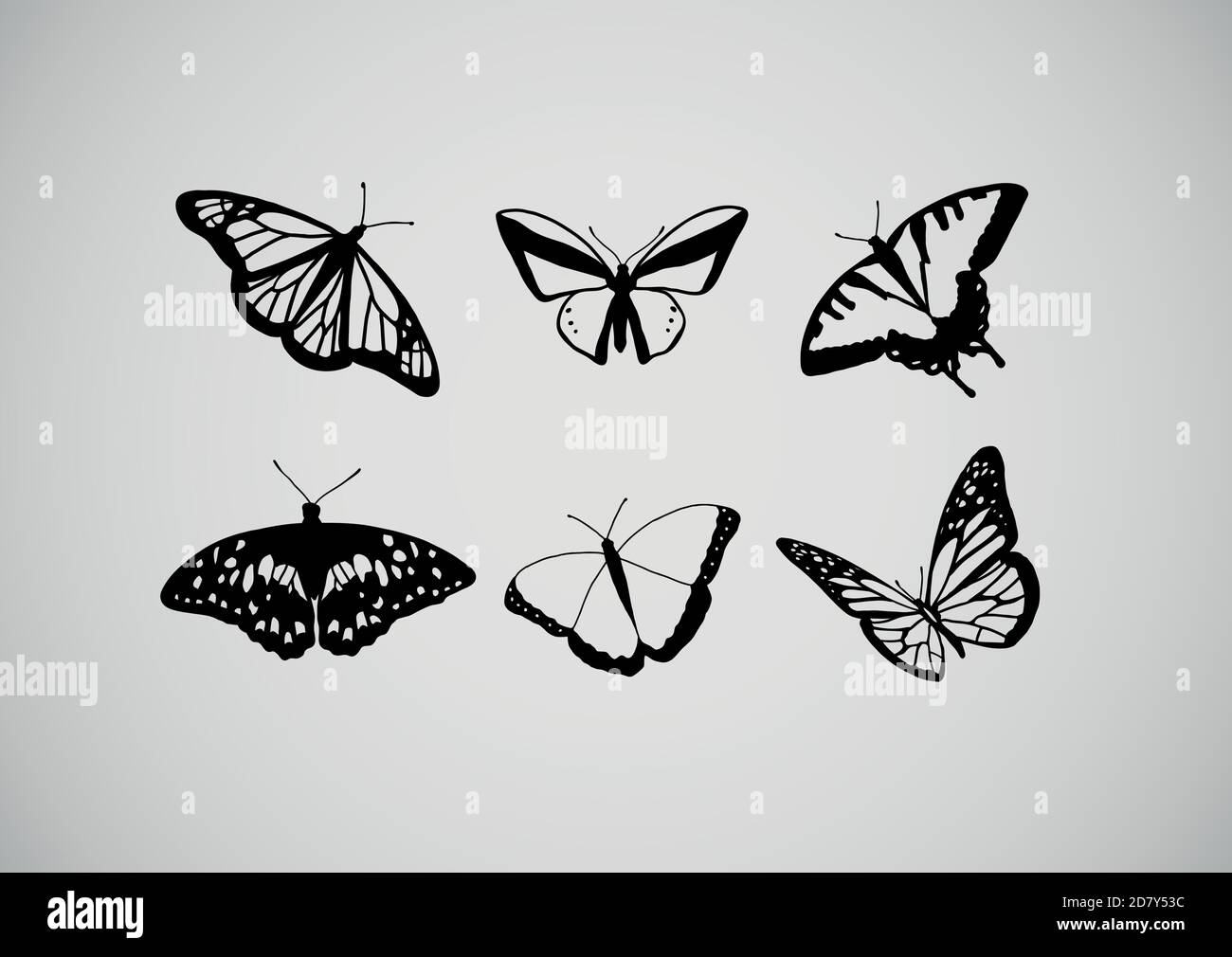 icônes papillon Illustration de Vecteur