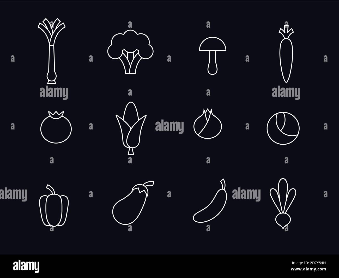 Icônes de légumes - noir et blanc Illustration de Vecteur