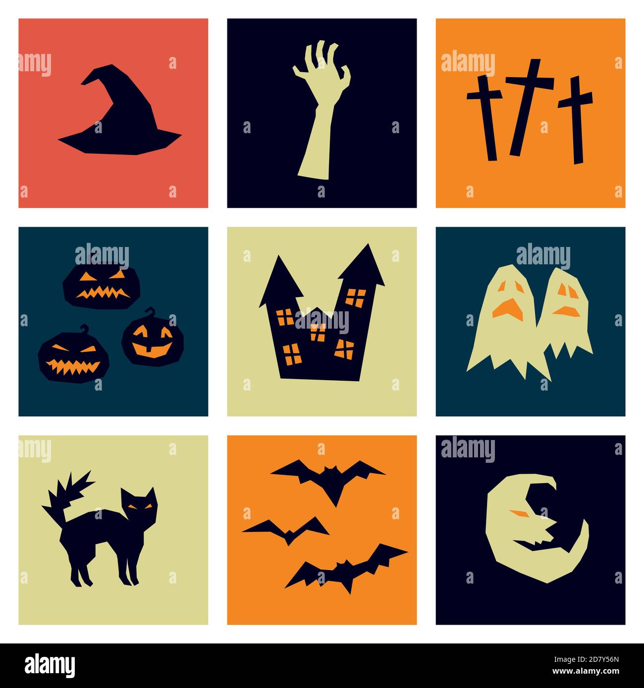 Icônes colorées pour Halloween Illustration de Vecteur