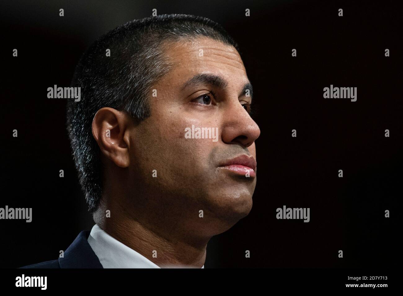Ajit Pai, président de FAC, témoigne devant le Comité sénatorial du commerce, des sciences et des transports lors d'une audience de surveillance de FAC à Capitol Hill, à Washington, D.C., le 12 juin 2019. PAI a répondu aux questions des législateurs sur un large éventail de sujets de communication. Crédit : Alex Edelman/l'accès photo Banque D'Images